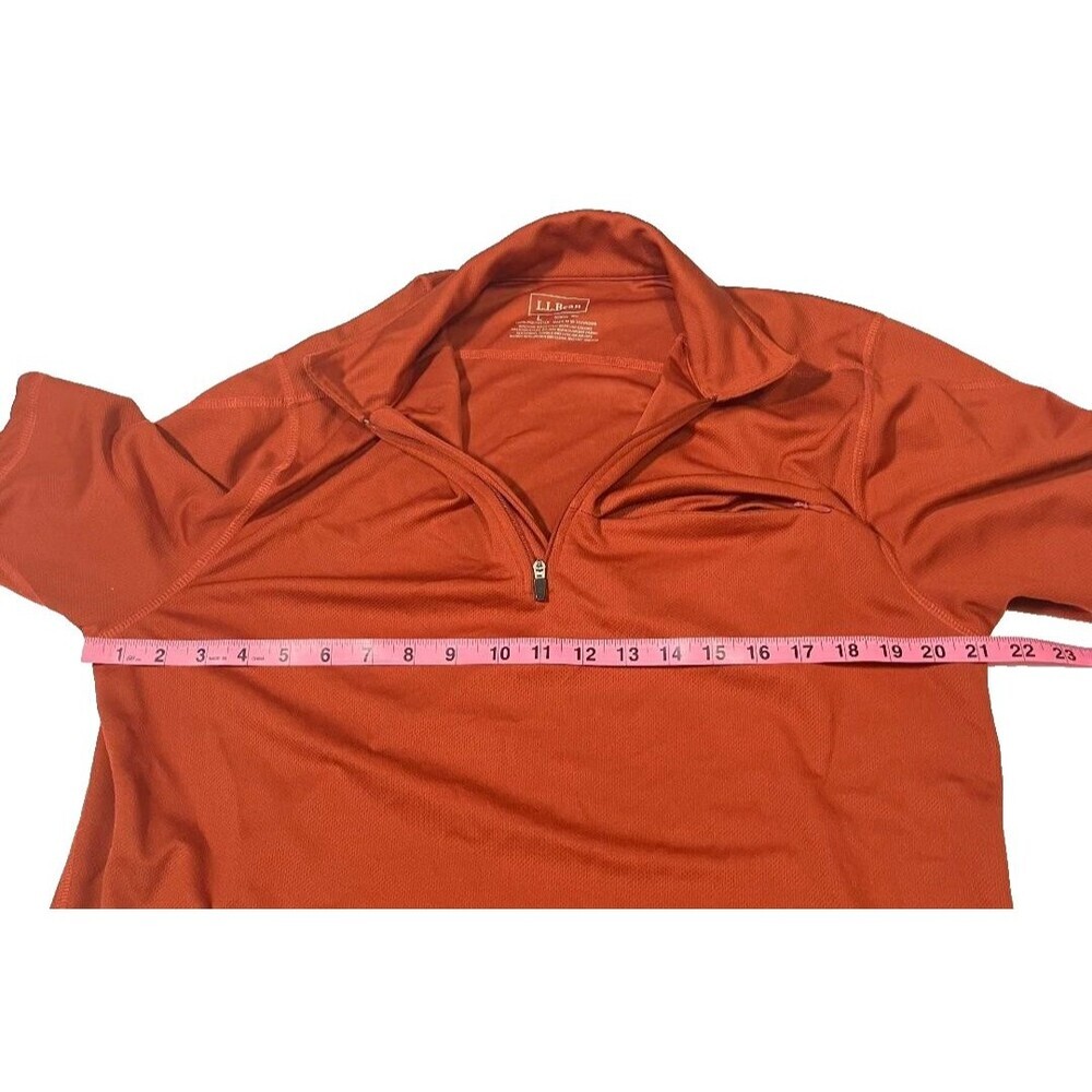 L.L. Bean Men's Large Quarter Zip Pullover Burnt Orange Chest Zip Pocket - Picture 5 of 6